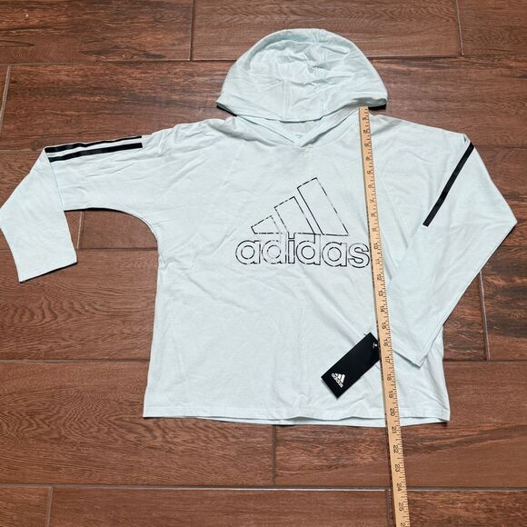 Adidas Girls L ( 14 )  Mint Green Loose Fit Hoodie Tee Shirt NWT - Picture 3 of 6